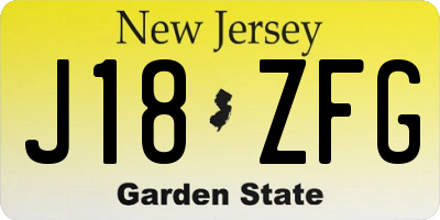 NJ license plate J18ZFG