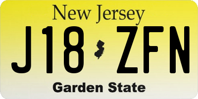 NJ license plate J18ZFN