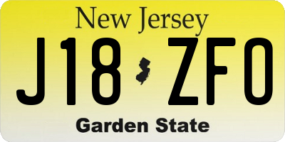 NJ license plate J18ZFO
