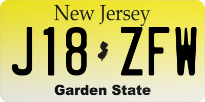 NJ license plate J18ZFW