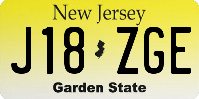 NJ license plate J18ZGE
