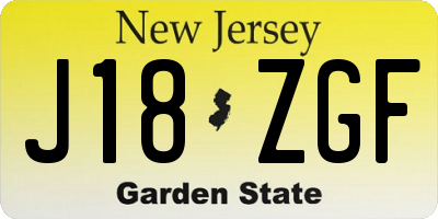 NJ license plate J18ZGF