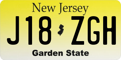 NJ license plate J18ZGH