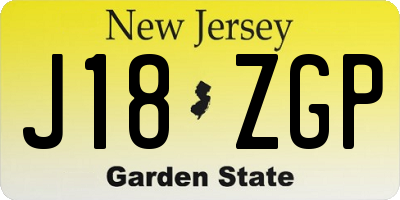 NJ license plate J18ZGP