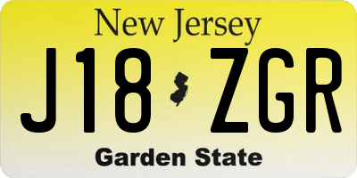 NJ license plate J18ZGR