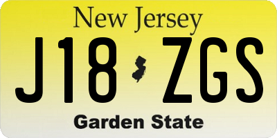 NJ license plate J18ZGS