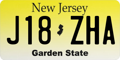 NJ license plate J18ZHA