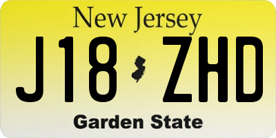 NJ license plate J18ZHD