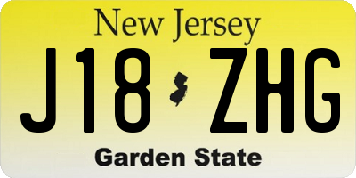 NJ license plate J18ZHG
