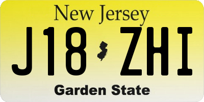 NJ license plate J18ZHI