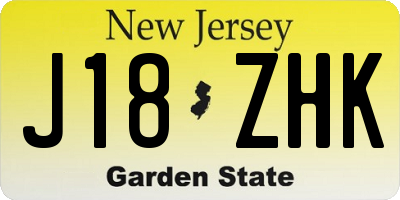 NJ license plate J18ZHK