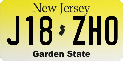 NJ license plate J18ZHO