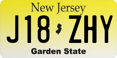 NJ license plate J18ZHY