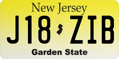 NJ license plate J18ZIB