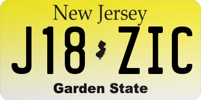 NJ license plate J18ZIC
