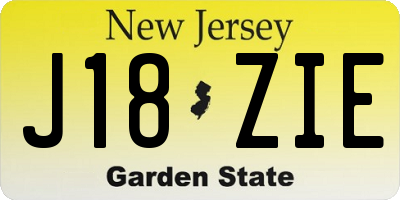 NJ license plate J18ZIE