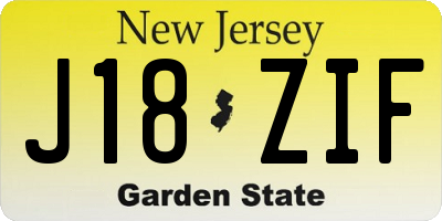NJ license plate J18ZIF