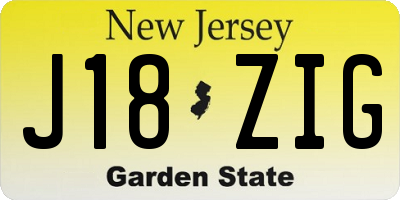 NJ license plate J18ZIG