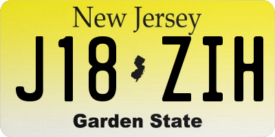 NJ license plate J18ZIH