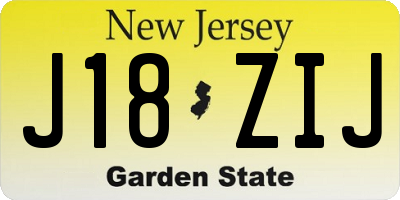 NJ license plate J18ZIJ