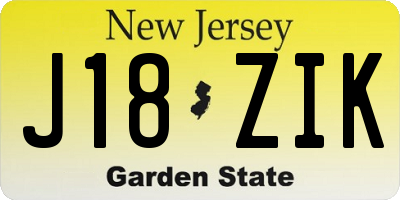 NJ license plate J18ZIK