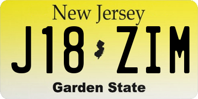 NJ license plate J18ZIM