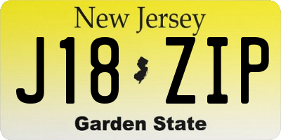 NJ license plate J18ZIP