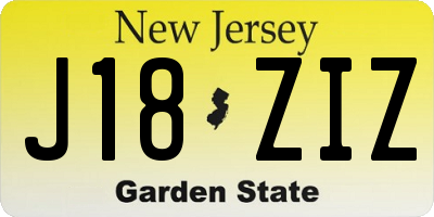 NJ license plate J18ZIZ