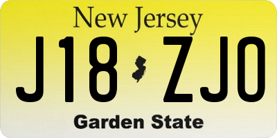 NJ license plate J18ZJO