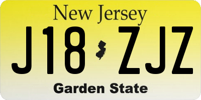 NJ license plate J18ZJZ