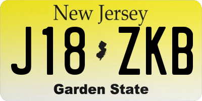 NJ license plate J18ZKB