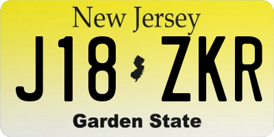 NJ license plate J18ZKR