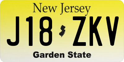 NJ license plate J18ZKV