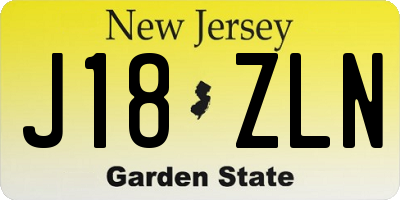 NJ license plate J18ZLN