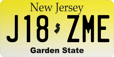 NJ license plate J18ZME