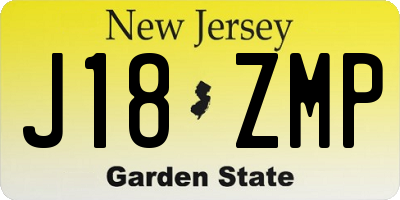 NJ license plate J18ZMP