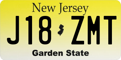 NJ license plate J18ZMT