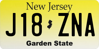 NJ license plate J18ZNA