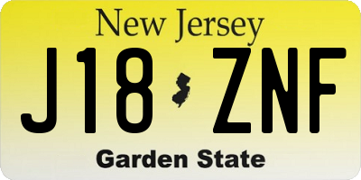 NJ license plate J18ZNF