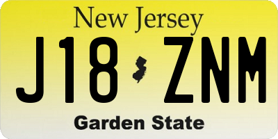 NJ license plate J18ZNM
