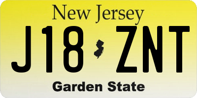 NJ license plate J18ZNT