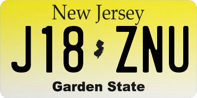 NJ license plate J18ZNU