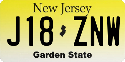 NJ license plate J18ZNW