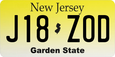 NJ license plate J18ZOD