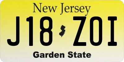 NJ license plate J18ZOI