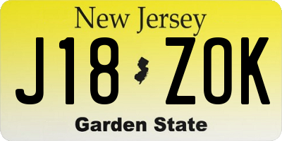 NJ license plate J18ZOK