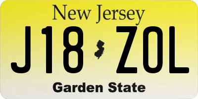 NJ license plate J18ZOL