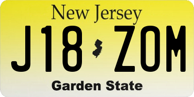 NJ license plate J18ZOM