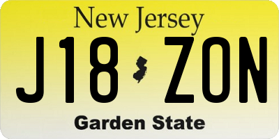 NJ license plate J18ZON