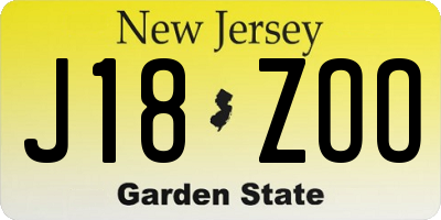 NJ license plate J18ZOO